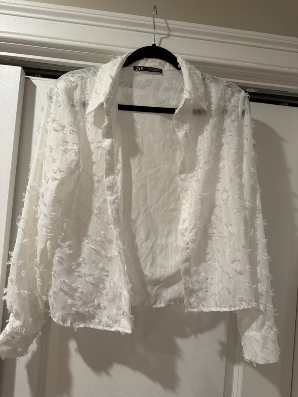 ZARA Button Up Lace Top - WHITE - Picture 4 of 5
